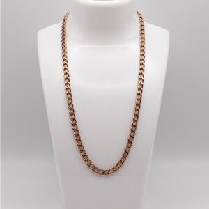 Rose Gold Tone Figaro Chain Necklace Minimalist Layering Jewelry Essential‼️